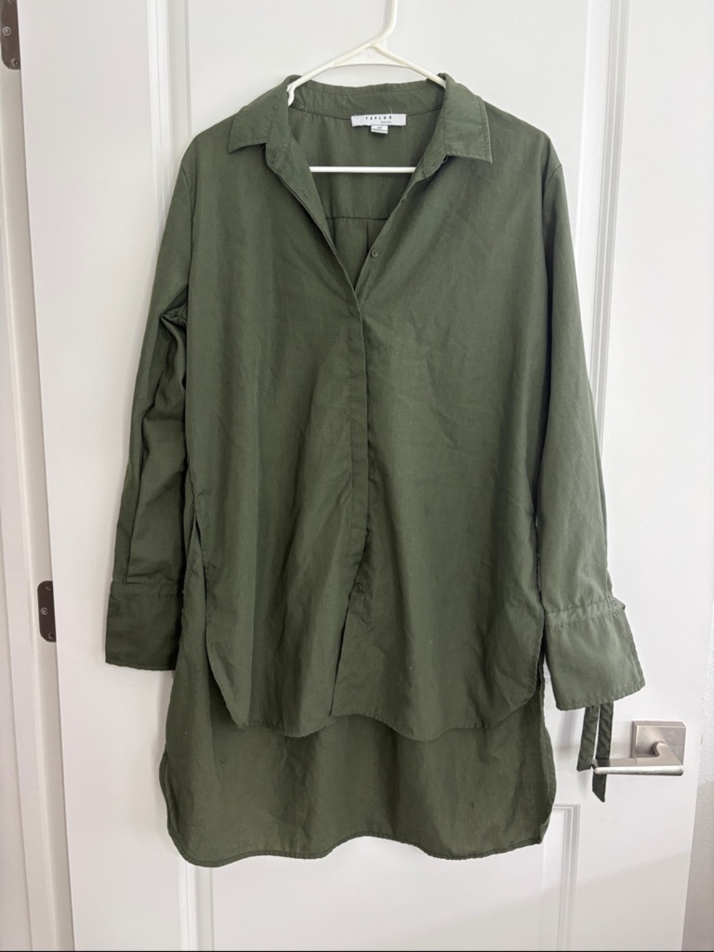 FAVLUX Olive Green Long Sleeve Shirt Dress